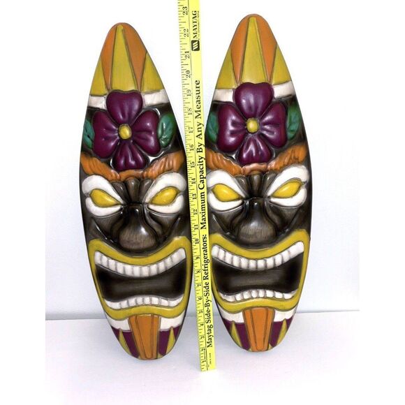 Metal Tiki Signs Set of 2 Outdoor Decor Polynesian Theme - Picture 3 of 4